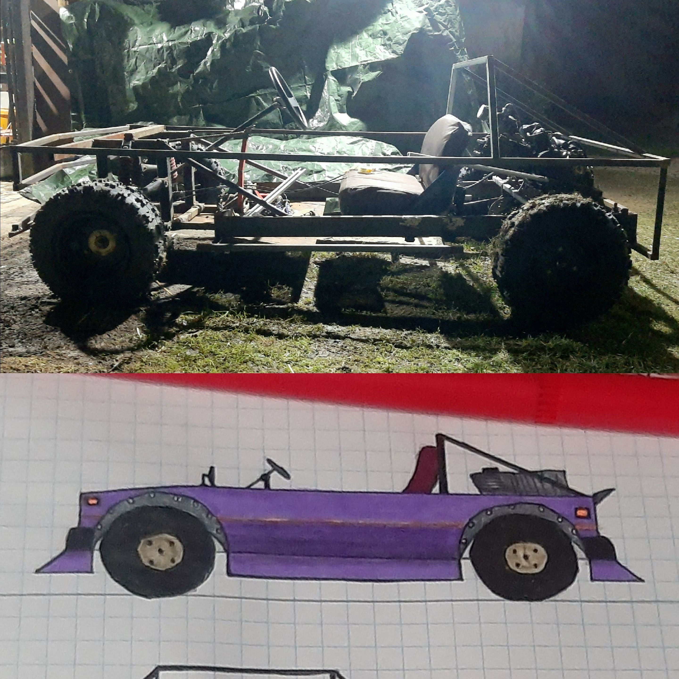 Szkic pierwszego gokarta MSR GOKARTS